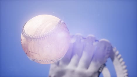 Baseball-Und-Fausthandschuh-Vor-Blauem-Himmelshintergrund